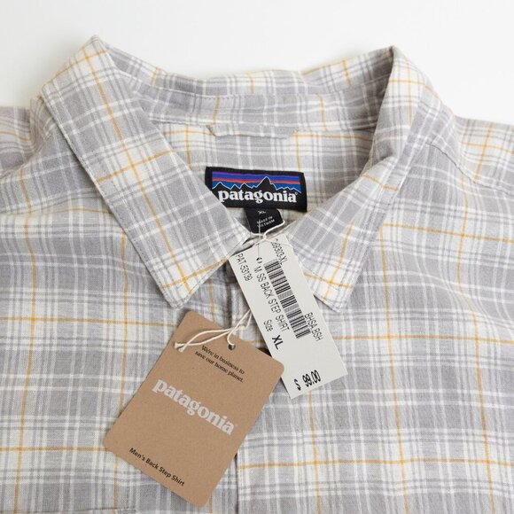 Patagonia Mens Back Step Collared Shirt Beyond Horizons Salt Grey Hemp Cotton XL - Picture 15 of 16
